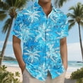 thumbnail image 1 of Handshe Men's Hawaiian Shirt Tops Vintage Short Sleeve Button Down Beach Shirt Male Tropical Floral Summer Pullover Party Holiday, 1 of 6