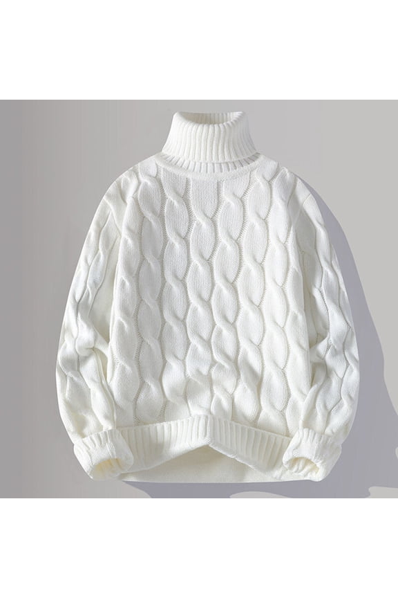 Men's High Neck Knit Sweater, Fashion Casual with Jacquard Design, Warm Winter Turtleneck Pullover for Daily Wear and Outdoor Activities