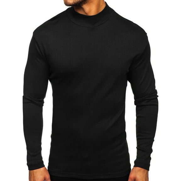 Handshe Men's High - Neck Thickened Long - Sleeve T - Shirt - Solid Color Bottoming Top