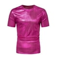 thumbnail image 1 of Handshe Men's Holographic T Shirt Short Sleeve Round Neck Shiny Party Clubwear Tank Top, 1 of 8