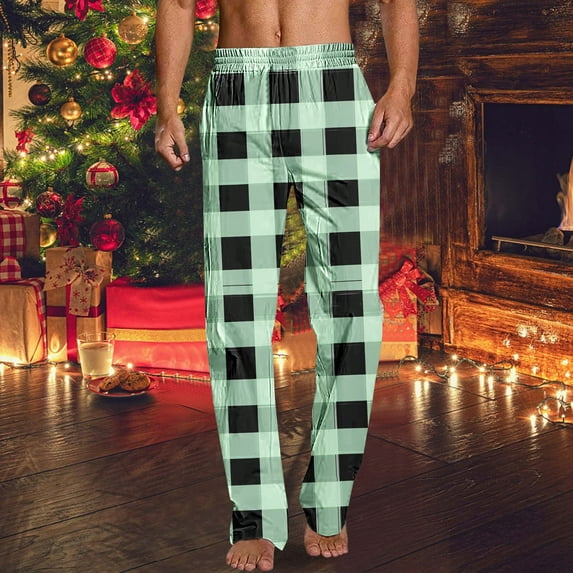 Handshe Men's Home Sleep Pants, Printed Design Straight Cut Casual Lounge Wear, Relaxation Comfort Pajama Pants for Men,Plus Size