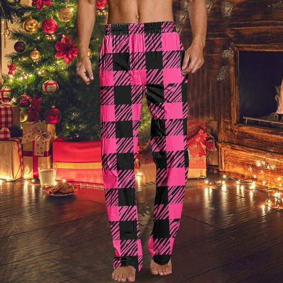 Handshe Men's Home Sleep Pants, Printed Design Straight Leg Casual Lounge Pants for Men, Comfortable Nightwear for Indoor Lounging and Relaxation,Plus Size
