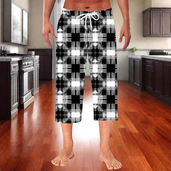 Handshe Men's Home Sleep Pants with Printed Design, Straight Cut Elastic Waistband and Pockets - Casual Comfort Wear