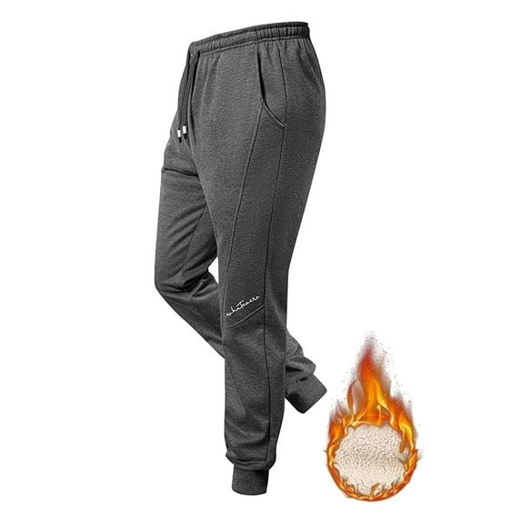 Handshe Men's Lined Thermal Pants, Warmth Solid Color Casual Versatile Sweatpants for Everyday Wear, Lounge, Outdoor Activities