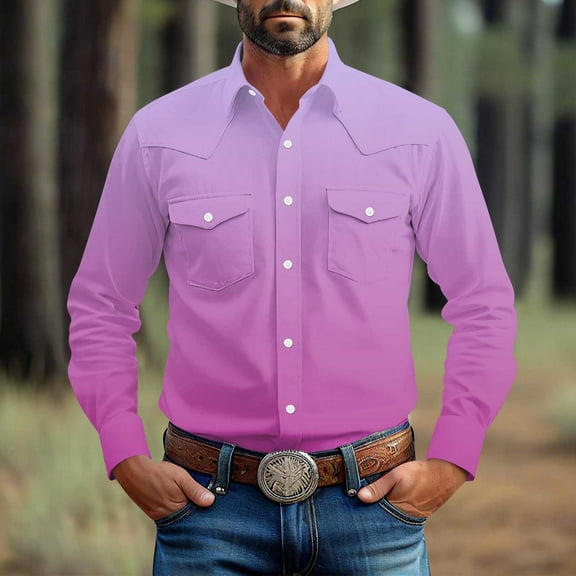 Handshe Men's Long Sleeve Casual Shirts, Vintage-Inspired Solid Color Button-Down, Relaxed Fit for Daily Wear and Outdoor Activities