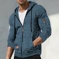 thumbnail image 1 of Handshe Men's Long Sleeve Hooded Jacket, Solid Color Zippered Pocket Casual Coat for Outdoor Style and Daily Wear, 1 of 6