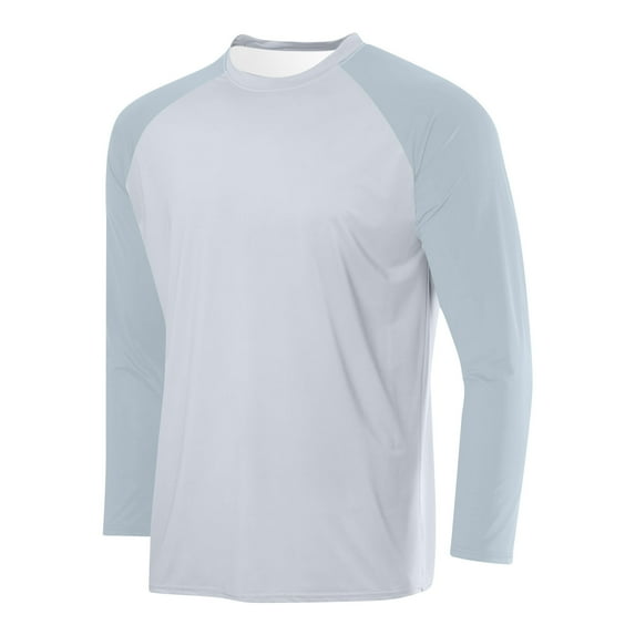 Handshe Men's Long Sleeve Shirt, Solid Raglan Mesh Breathable Athletic for Workout Training Active Style