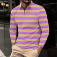 thumbnail image 1 of Handshe Men's Long Sleeve Shirts, Striped Print Zip-Front Casual Top, Active Wear Outdoor Sports Apparel for Men, 1 of 8