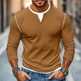 thumbnail image 1 of Handshe Men's Long Sleeve V-Neck T-Shirt, Double Layer Layered Casual Shirt with Fashionable Contrast Panels, Stylish Layered Top for Everyday Wear,Plus Size, 1 of 4