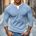 thumbnail image 1 of Handshe Men's Long Sleeve V-Neck T-Shirt, Double Layer Layered Casual Shirt with Fashionable Contrast Panels, Stylish Layered Top for Everyday Wear,Plus Size, 1 of 4