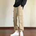 thumbnail image 1 of Handshe Men's Loose Fit Stretch Cargo Pants with Multiple Pockets Straight Leg Comfortable Durable Workwear,Plus Size, 1 of 5