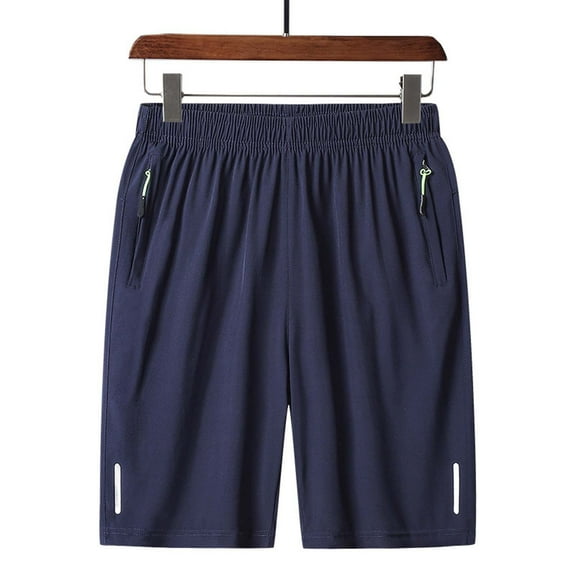 Handshe Men's Loose Straight Beach Medium Comfortable Pants Casual Sports Five Point Pants