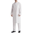 thumbnail image 1 of Handshe Men's Muslim Thobe and Shirt Set, Long Sleeve Round Neck Button Front with Pocket, Comfortable for Daily Wear and Islamic Wears, 1 of 9