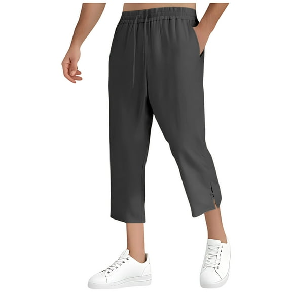 Handshe Men's New Fashion Casual Cropped Pants Beach Home Yoga Lounge Sweatpants,Plus Size