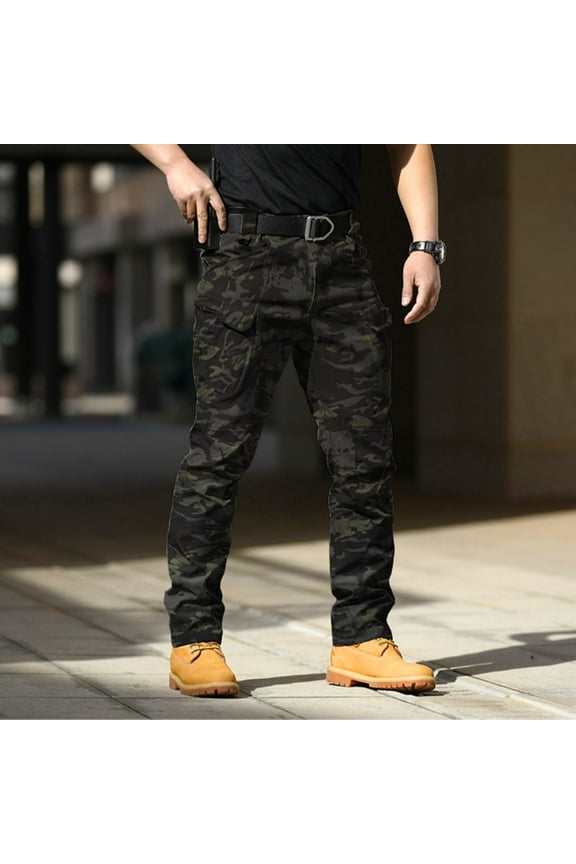 Men's Outdoor Camouflage Pants, Slim-Fit with Zipper Pockets for Hiking, Travel and Daily Wear