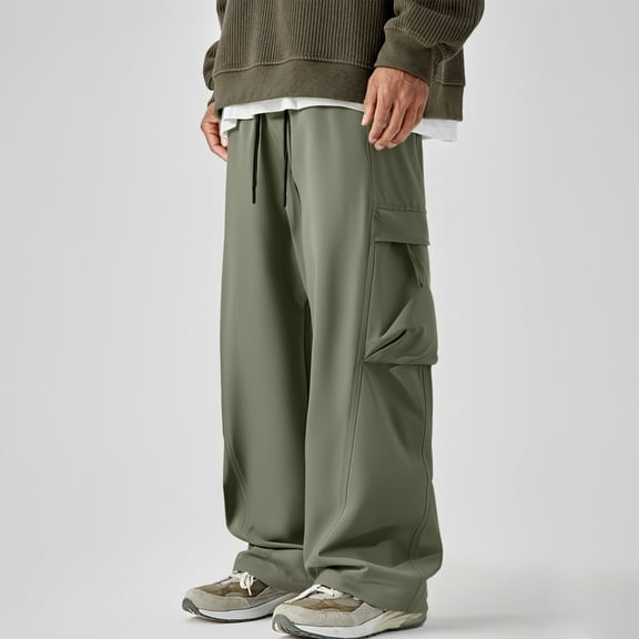 Handshe Men's Outdoor Hiking Pants Elastic Waist with Drawstring Sun Protection & Water-Resistant Quick-Dry Trekking Trousers,Plus Size