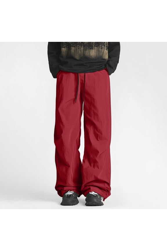 Men's Outdoor Hiking Pants with Elastic Waist & Drawstring Sun Protection Water-Resistant Solid Color,Plus Size