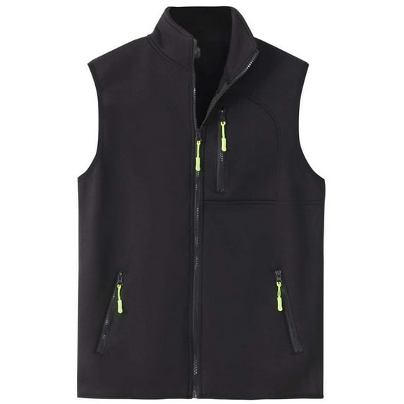 Handshe Men's Outdoor Vest, Solid Color Stand Collar Sleeveless with Pockets for Work, Sports, Travel and Daily Use