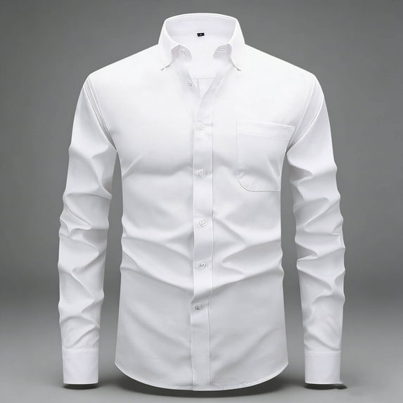 Handshe Men's Oxford Shirt, Solid Color with Button-Down Collar and Button Pocket, Long Sleeve Breathable Lightweight for Casual, Daily Wear and Office