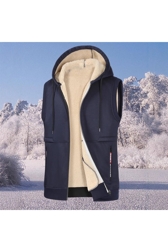 Men's Photography Vest, Solid Color Sleeveless Hooded, Warm Insulated Outdoor Casual for Travel and Daily Use