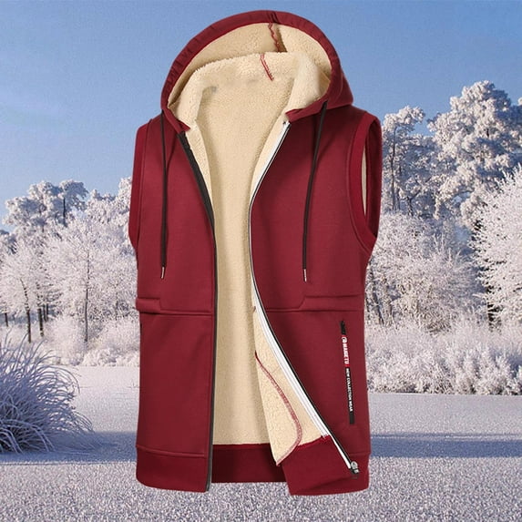 Handshe Men's Photography Vest, Solid Color Sleeveless Hooded, Warm Insulated Outdoor Casual for Travel and Daily Use