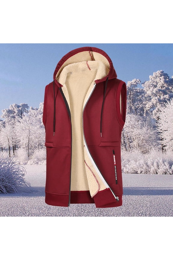 Men's Photography Vest, Solid Color Sleeveless Hooded, Warm Insulated Outdoor Casual for Travel and Daily Use