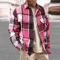 thumbnail image 1 of Handshe Men's Plaid Flannel Shirt, Loose Fit with Button Front and Lapel Collar, Long Sleeve for Casual Everyday Wear, 1 of 9