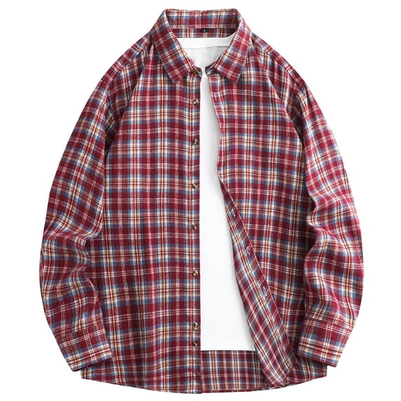 Handshe Men's Plaid Shirt, Vintage Style with Button-Down Collar and Long Sleeves, Casual Cotton for Daily Wear and Casual Wears