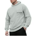 thumbnail image 1 of Handshe Men's Pullover Hoodie, Solid Color Loose Fit with Patch Pockets, Casual French for Everyday Wear, 1 of 4