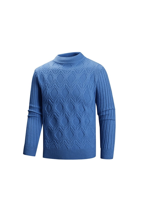 Men's Pullover Sweater, Retro Simple Crew Neck Solid Color Long Sleeve Stretch Fit, Urban Casual Daily Wear,Plus Size