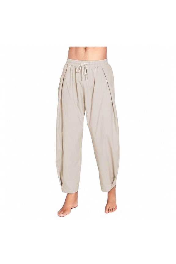 Men's Relaxed-Fit Casual Pants with Drawstring Pockets Stretchy Waistband for Outdoor Comfort and Mobility,Plus Size