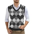 thumbnail image 1 of Handshe Men's Retro Printed Casual Business Knit V - Neck Vest, 1 of 5
