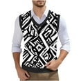 thumbnail image 1 of Handshe Men's Retro Printed Casual Business Knit V - Neck Vest, 1 of 5