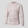thumbnail image 1 of Handshe Men's Retro Sweater, Simple Round Neck Solid Color Long Sleeve Stretch Thick Pullover Knit for Casual Winter Wear, Outdoor Camping Urban Exploration,Plus Size, 1 of 9
