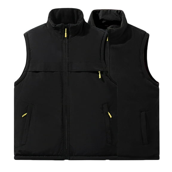 Handshe Men's Reversible Hooded Vest with Zipper Pockets, Sleeveless Convertible Lightweight Jacket for Outdoor and Casual Wear