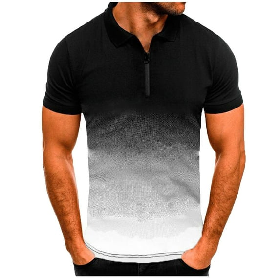 Handshe Men's Short - Sleeve 3D Printed Turn - Down Collar Casual Sports T - shirt