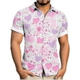 thumbnail image 1 of Handshe Men's Short Sleeve Button-Down Shirt with Valentine Print, Collared and Button Front for Casual and Dress Wears, 1 of 6