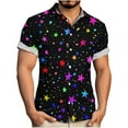 thumbnail image 1 of Handshe Men's Short Sleeve Printed Shirt, Button-Down Collar Design, Casual Comfort for Everyday Wear, 1 of 6