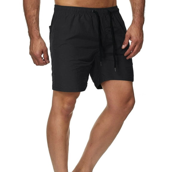 Handshe Men's Shorts Cargo Work Outdoors Summer Shorts Elastic Waist Drawstring Classic with Multi Pockets Solid Half Pants