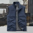 thumbnail image 1 of Handshe Men's Sleeveless Vest, Summer Casual Fashion Solid Color Stand Collar Vest for Men, Outdoor Daily Casual Jacket,Plus Size, 1 of 9