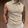 thumbnail image 1 of Handshe Men's Sleeveless Zip Collar T-Shirt - Lightweight Quick-Dry Workout Top with Stand-Up Collar for Casual & Athletic Wear, 1 of 6