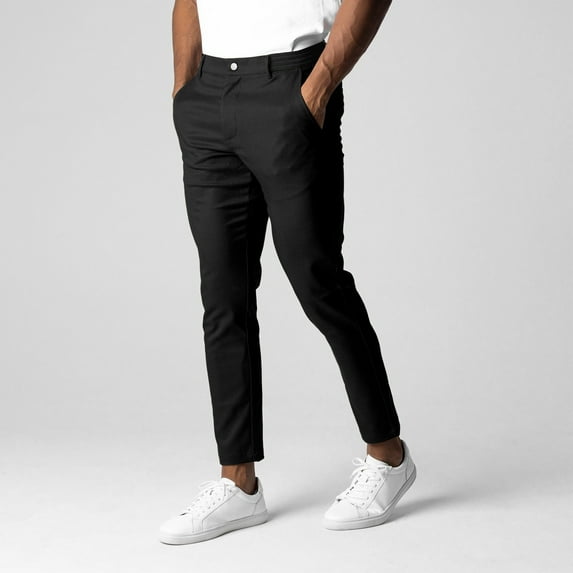 Handshe Men's Slim Fit Casual Pants with Solid Color Stretch Breathable Skinny Leg Comfort,Plus Size