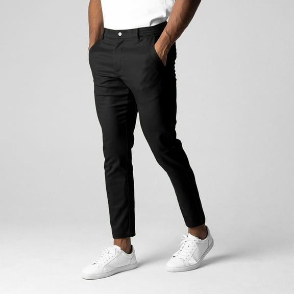 Handshe Men's Slim Fit Casual Pants with Solid Color Stretch Breathable Skinny Leg Comfort,Plus Size