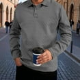 thumbnail image 1 of Handshe Men's Solid Color Casual Button-Up Half-Zip Shirt, Long Sleeve Collar Shirt for Relaxed Outings and Everyday Casual Wear,Plus Size, 1 of 3