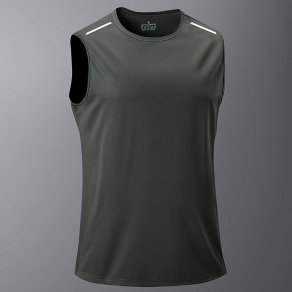 Handshe Men's Solid Color Crew Neck Sports & Fitness Vest Top
