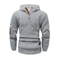 thumbnail image 1 of Handshe Men's Solid Color Hooded Sweatshirt, Stylish Button Detail Adjustable Drawstring Long Sleeve Pullover for Men, Urban Street Style Casual Outerwear,Plus Size, 1 of 6