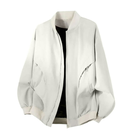 Handshe Men's Solid Color Long Sleeve Casual Jacket, Casual Modern Workwear Coat, Outdoor Daily Wear Outerwear for Hiking,Plus Size