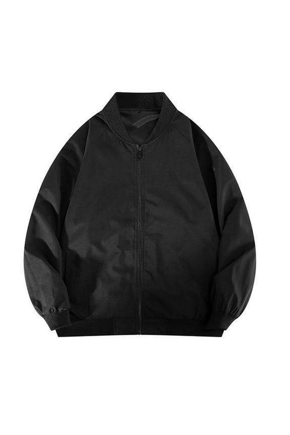 Men's Solid Color Long Sleeve Stand Collar Jacket, Windproof Lightweight Outdoor Casual Coat for Hiking Mountaineering Daily Wear,Plus Size
