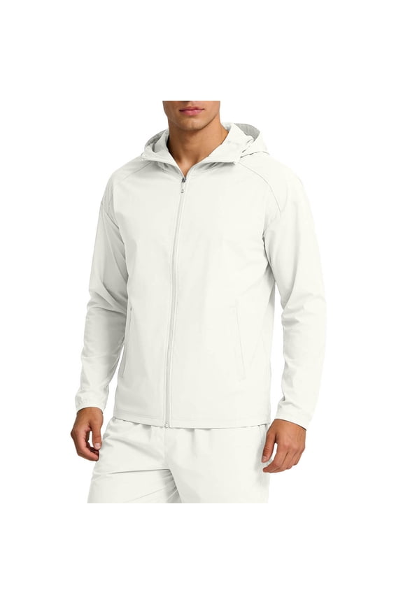 Men's Solid Color Long Sleeved Hooded Zipper Cardigan Ice Silk Thin Sunscreen Jacket