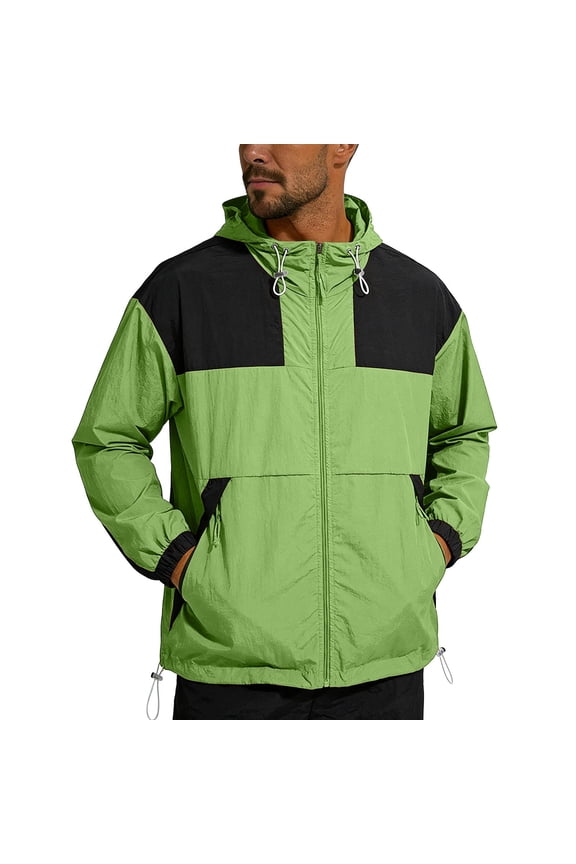 Men's Solid Color Long Sleeved Hooded Zipper Cardigan Ice Silk Thin Sunscreen Jacket